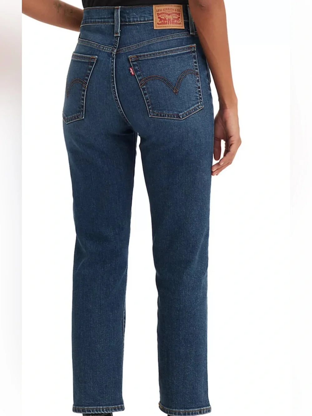 Levi's Premium Wedgie High-Rise Straight Leg Button Fly Jeans in Medium Blue - Picture 3 of 7